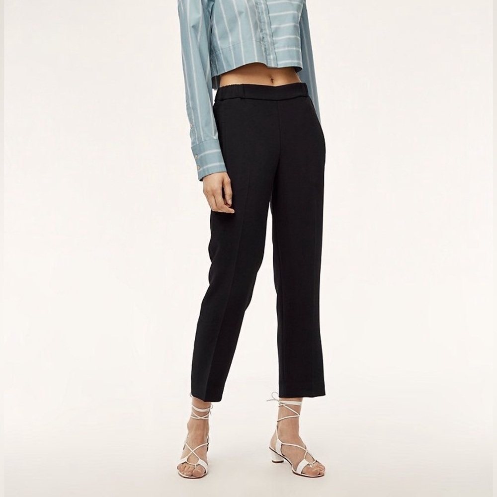 Aritzia Wilfred Darontal Crepe Pull On Elastic Waist Dress Pant Black